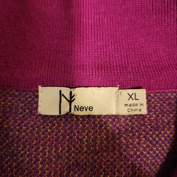 Neve Womens Lg 100% Wool 1/4 Zip Tight Knit Long Sleeve Ski Sweater Purple Green - Picture 6 of 6